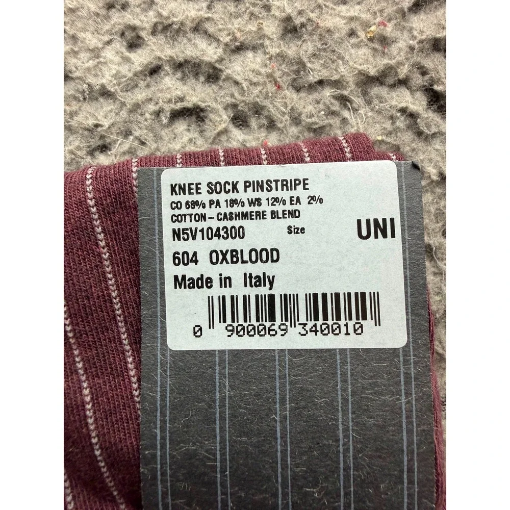 NWT Ermenegildo Zegna Pinstripe Cashmere Knee Socks Oxblood One Size Unisex